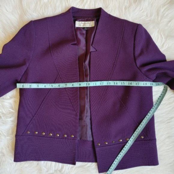 Tahari ASL | Dark Purple Studded Blazer | Size 4 - Picture 8 of 10
